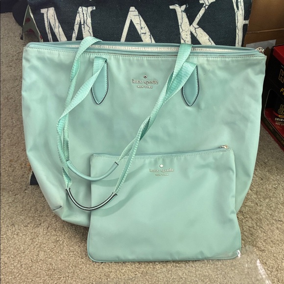 kate spade Handbags - Kate Spade Light Blue Tote and Pouch Set nylon